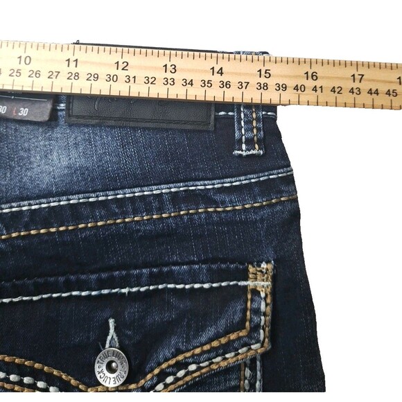 True Luck Jeans Men's 30/30 Slim Fit Classic Stretch Flap Pockets Thick Stitch - Picture 10 of 12